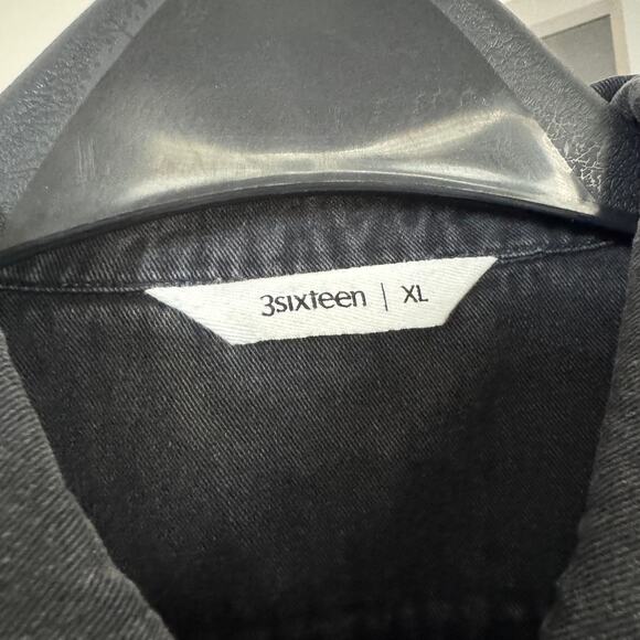 3sixteen Black Stonewash Denim Work Shirt XL NEW Short Sleeve Cotton Button Up - Picture 5 of 6